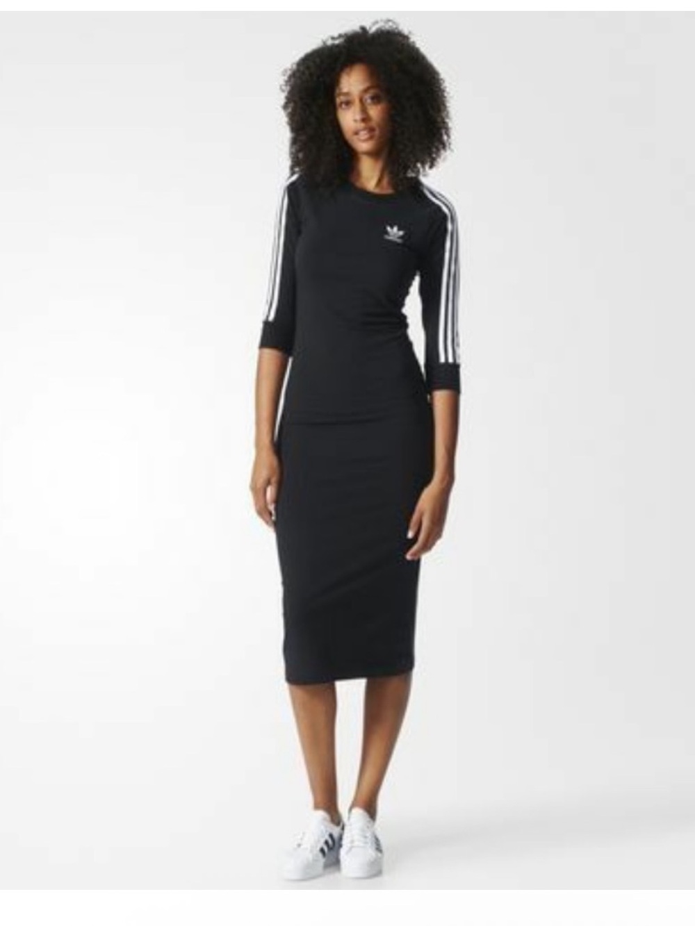 Adidas Originals 3-Stripe Bodycon
Midi Dress sz M - Picture 3 of 5